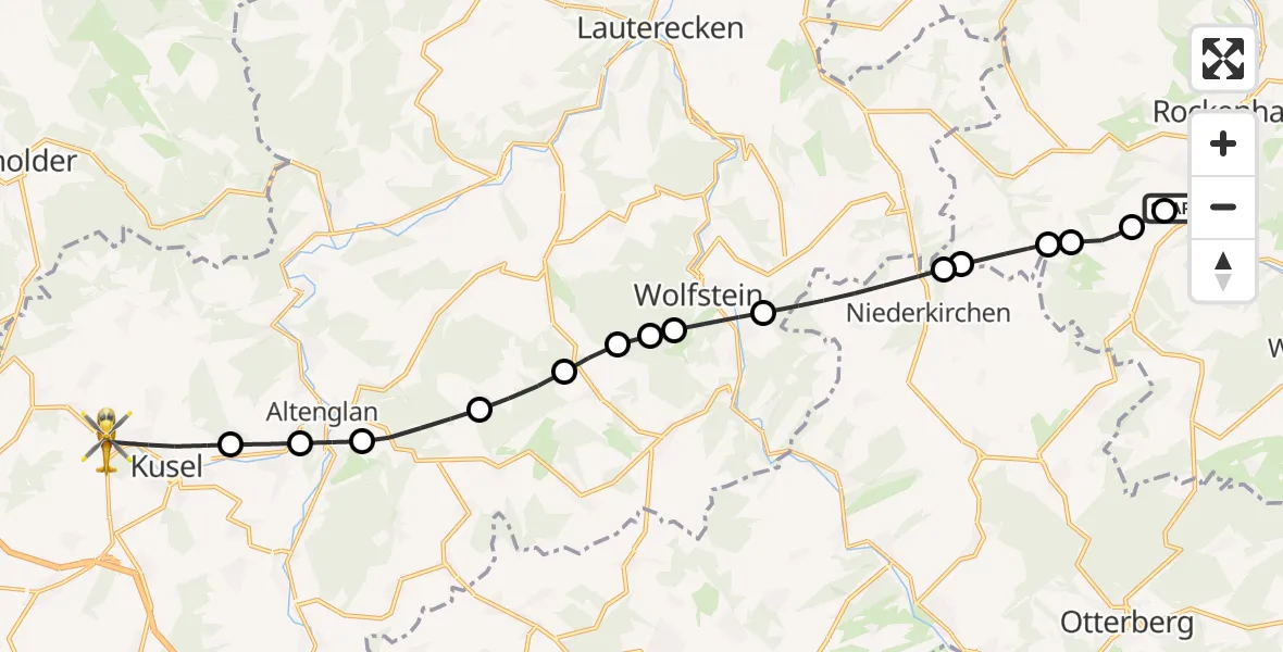 Flugroute Rettungshubschrauber Imsweiler UL - Ruthweiler, 18 Juni 2026, 09:44