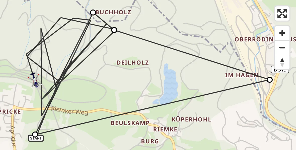 Flugroute Polizeihubschrauber Hemer - Hemer, 18 Juni 2026, 09:51