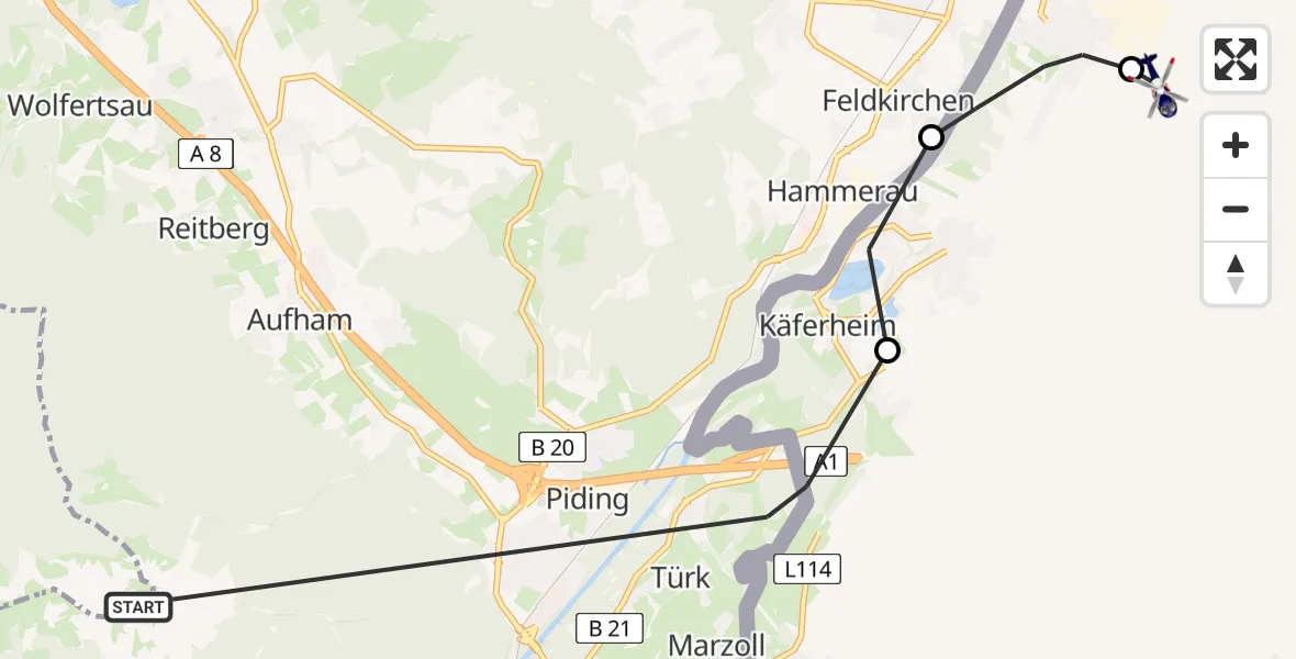 Flugroute Polizeihubschrauber Bad Reichenhall - Rott, 18 Juni 2026, 10:00