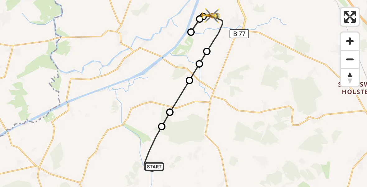 Flugroute Ambulanzhubschrauber Todenbüttel - Jevenstedt, 18 Juni 2026, 10:03