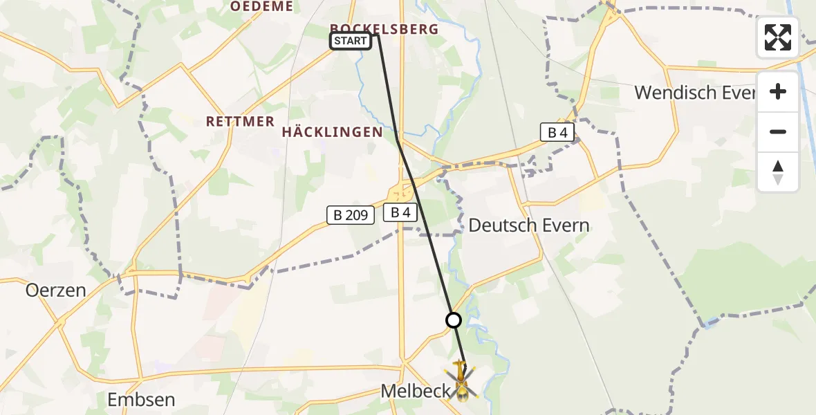 Flugroute Rettungshubschrauber Lüneburg - Melbeck, 18 Juni 2026, 11:03