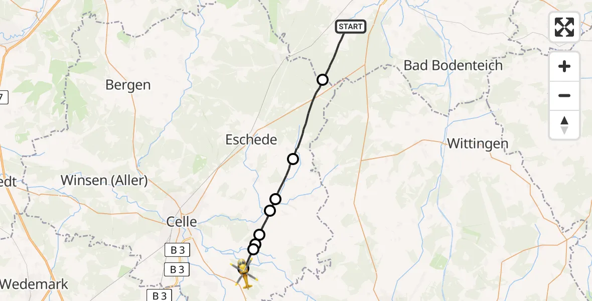Flugroute Rettungshubschrauber Suderburg - Eicklingen, 18 Juni 2026, 11:50