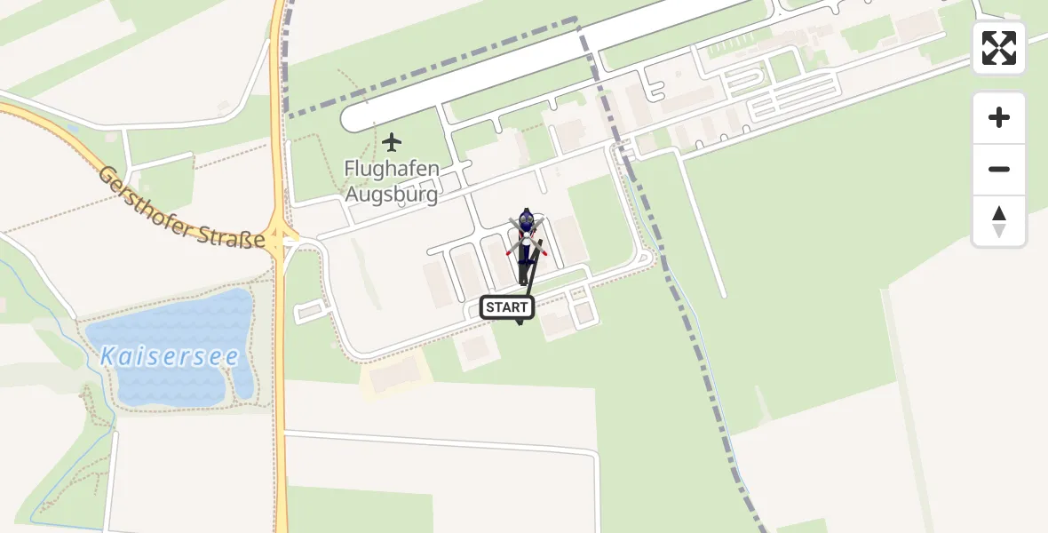 Flugroute Polizeihubschrauber Augsburg Flughafen - Augsburg Flughafen, 18 Juni 2026, 12:07