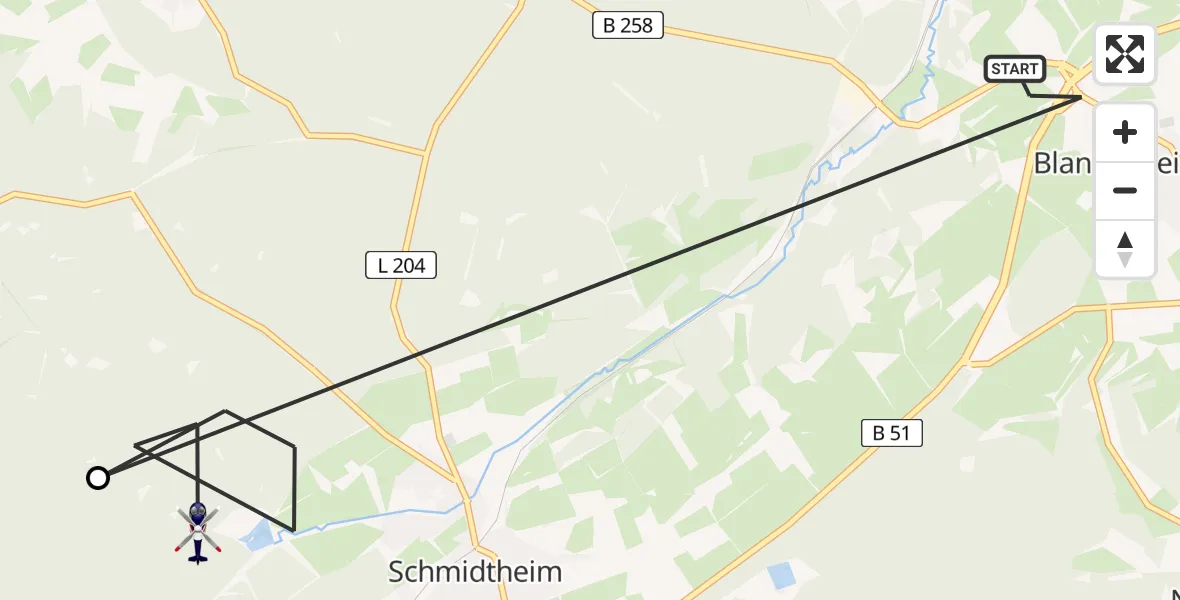 Flugroute Polizeihubschrauber Blankenheim - Dahlem, 18 Juni 2026, 12:49