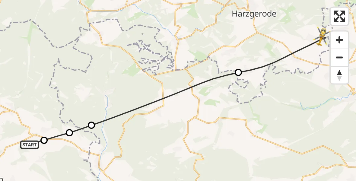 Flugroute Rettungshubschrauber Nordhausen - Harzgerode, 18 Juni 2026, 12:50