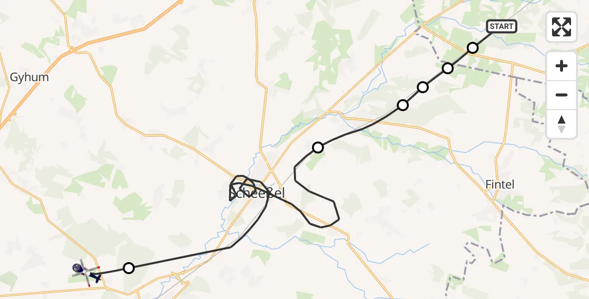 Flugroute Polizeihubschrauber Tostedt - Rotenburg (Wümme) Flugplatz, 18 Juni 2026, 13:09