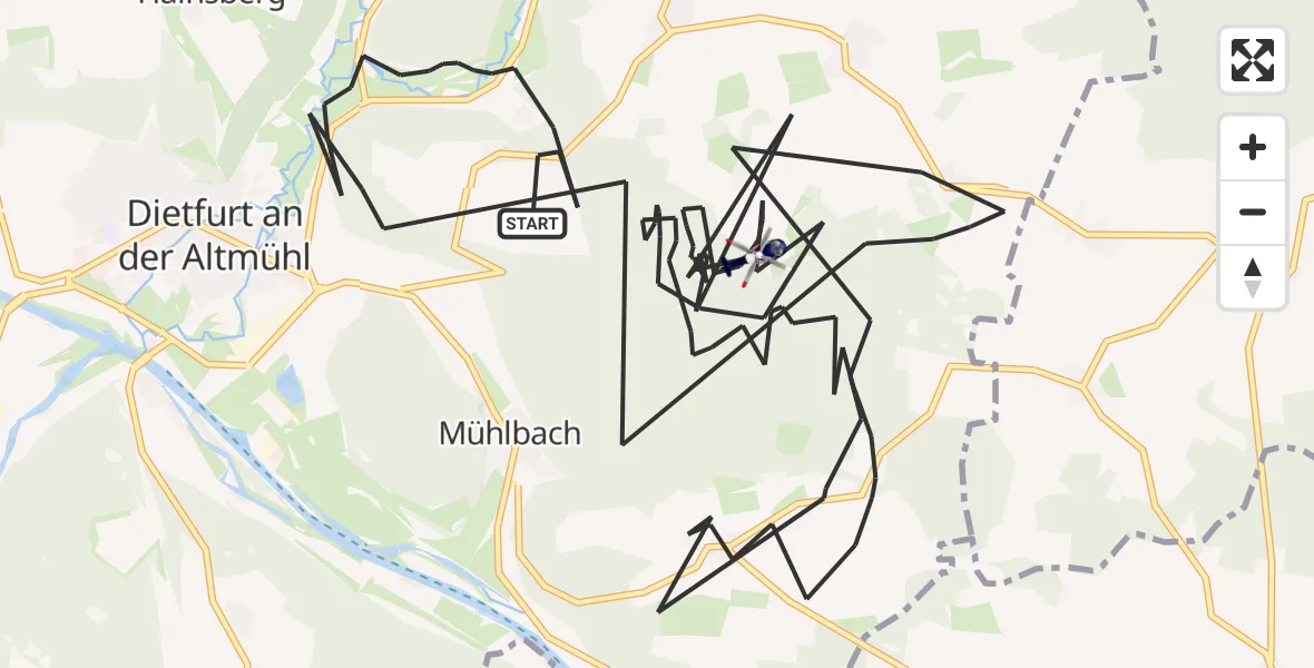 Flugroute Polizeihubschrauber Dietfurt a.d.Altmühl - Dietfurt a.d.Altmühl, 18 Juni 2026, 13:14