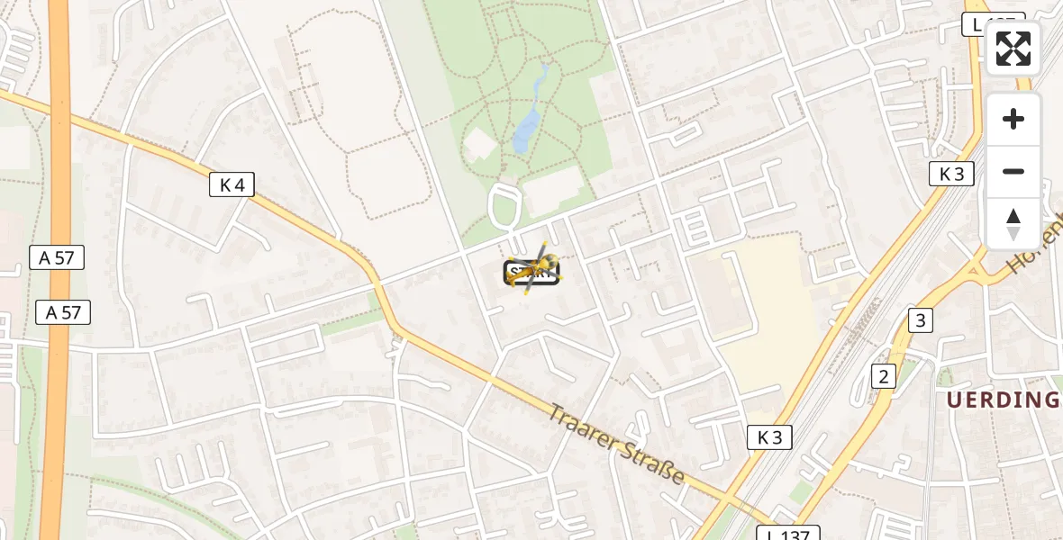 Flugroute Rettungshubschrauber Krefeld - Krefeld, 18 Juni 2026, 13:34