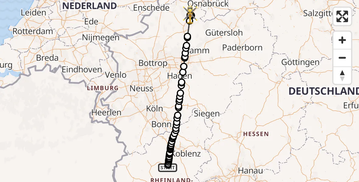 Flugroute Ambulanzhubschrauber Kail - Christoph  Westfalen-ADAC, 18 Juni 2026, 14:05
