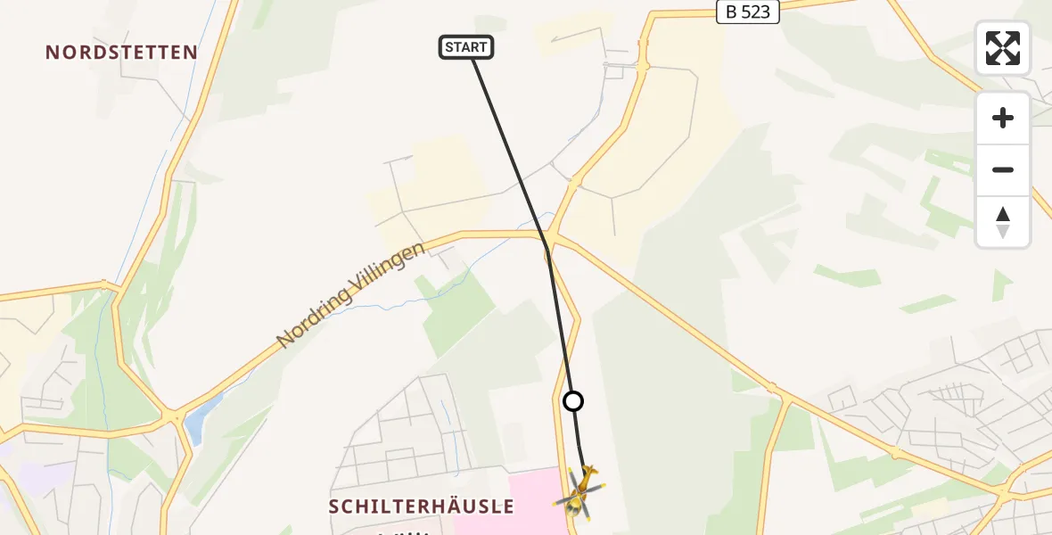 Flugroute Ambulanzhubschrauber Villingen-Schwenningen - DRF Air Rescue Station Villingen-Schwenningen Hubschrauberlandeplatz (Christoph 11), 18 Juni 2026, 14:45