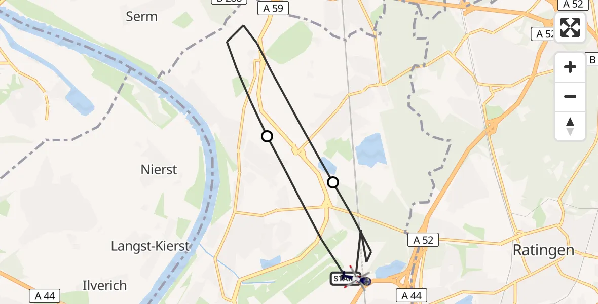 Flugroute Polizeihubschrauber Düsseldorf Flughafen - Düsseldorf Flughafen, 18 Juni 2026, 15:41