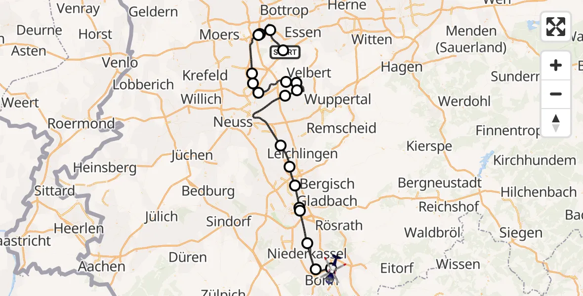 Flugroute Polizeihubschrauber Essen-Mülheim Flughafen - Sankt Augustin, 18 Juni 2026, 15:47