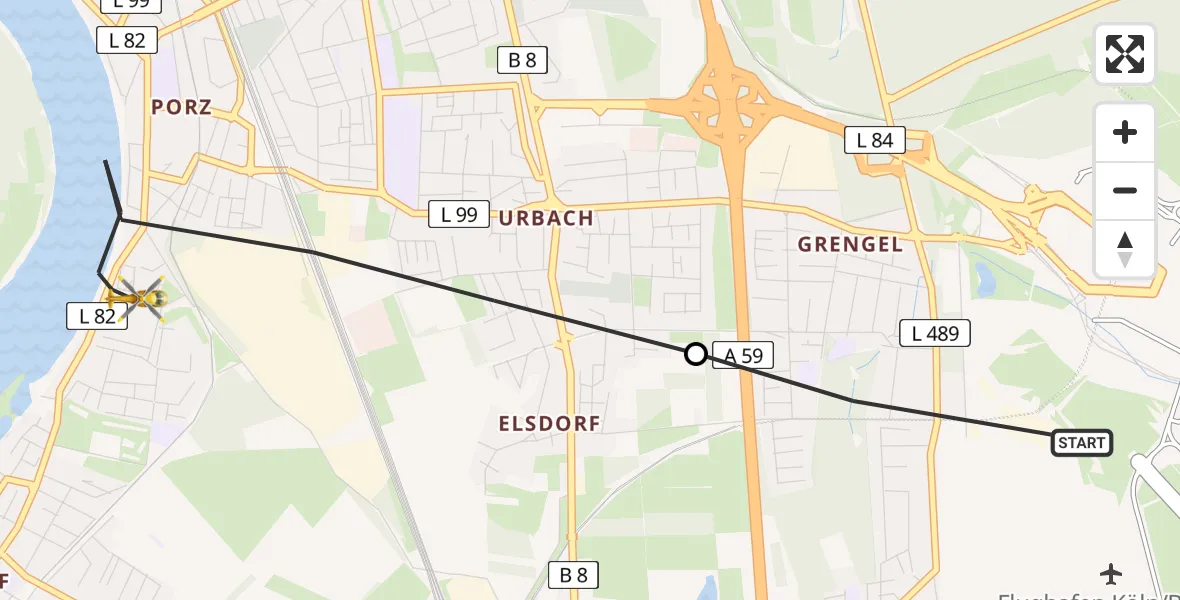 Flugroute Rettungshubschrauber Köln Bonn Flughafen - Köln, 18 Juni 2026, 16:29