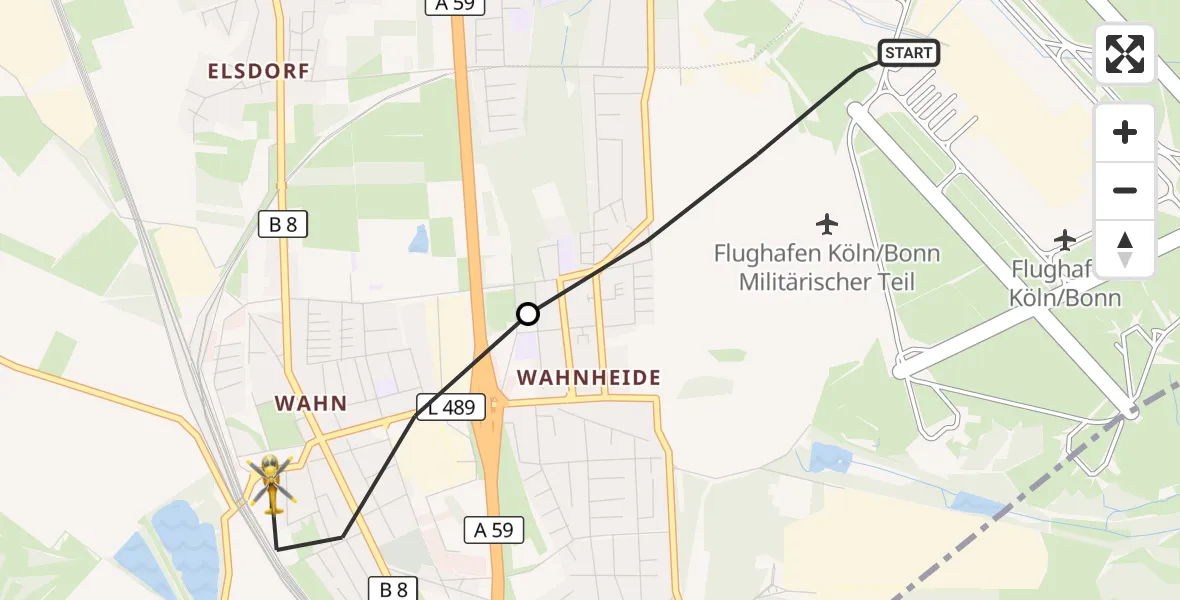 Flugroute Rettungshubschrauber Köln Bonn Flughafen - Köln, 18 Juni 2026, 16:38