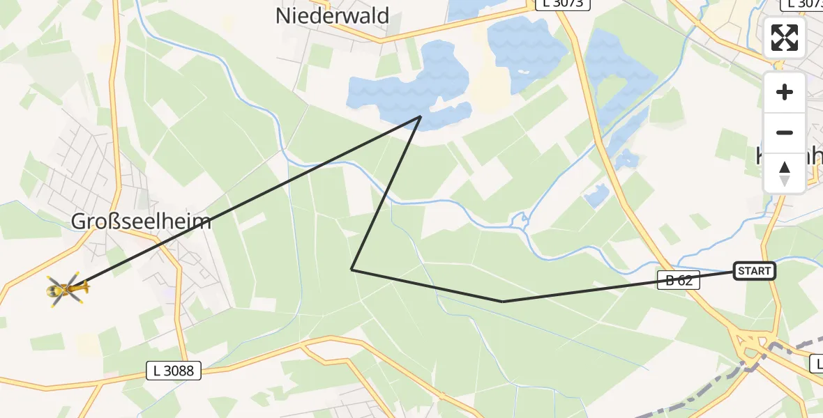 Flugroute Rettungshubschrauber Kirchhain - Kirchhain, 18 Juni 2026, 17:07