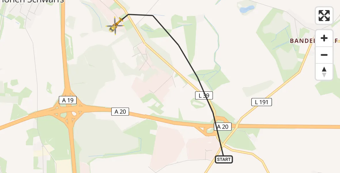 Flugroute Ambulanzhubschrauber Dummerstorf - Dummerstorf, 18 Juni 2026, 17:48