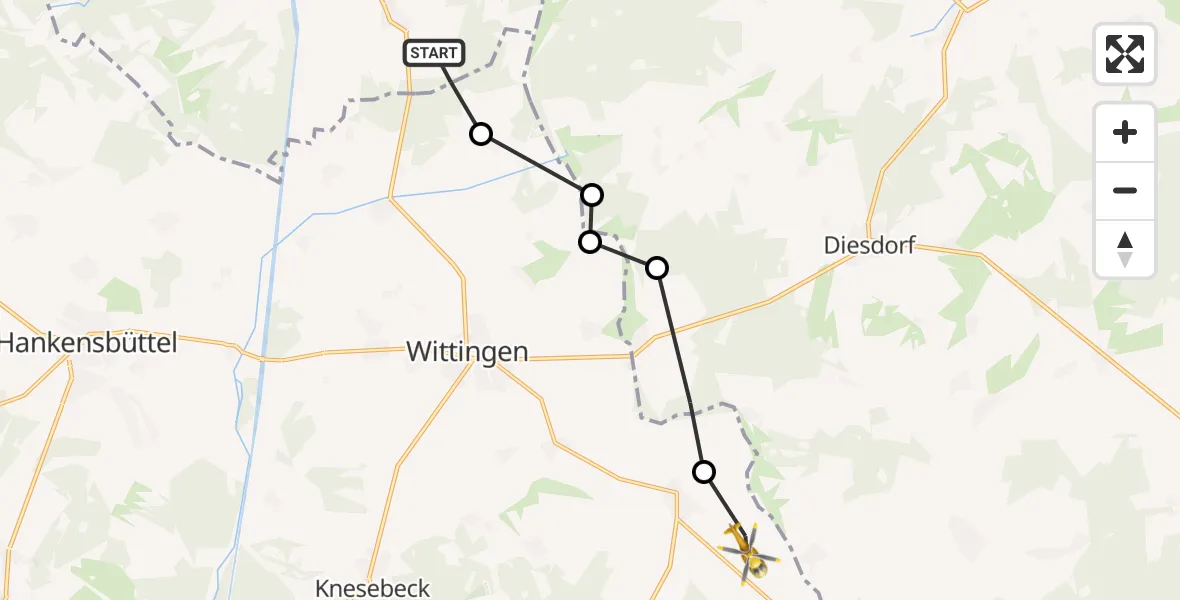 Flugroute Rettungshubschrauber Lüder - Wittingen, 18 Juni 2026, 18:27