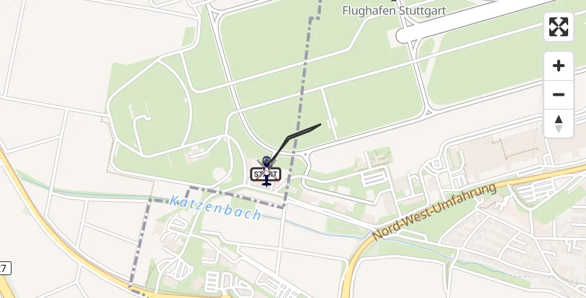 Flugroute Polizeihubschrauber Flughafen Stuttgart - Flughafen Stuttgart, 18 Juni 2026, 18:42