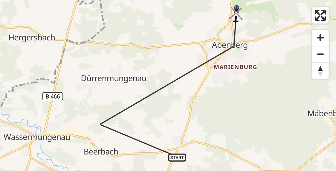 Flugroute Polizeihubschrauber Abenberg - Abenberg, 18 Juni 2026, 19:35