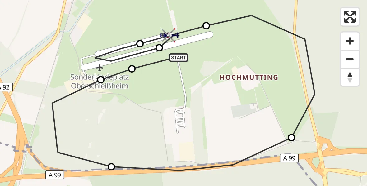Flugroute Polizeihubschrauber Oberschleissheim Hubschrauberlandeplatz - Oberschleissheim Hubschrauberlandeplatz, 19 Juni 2026, 06:33