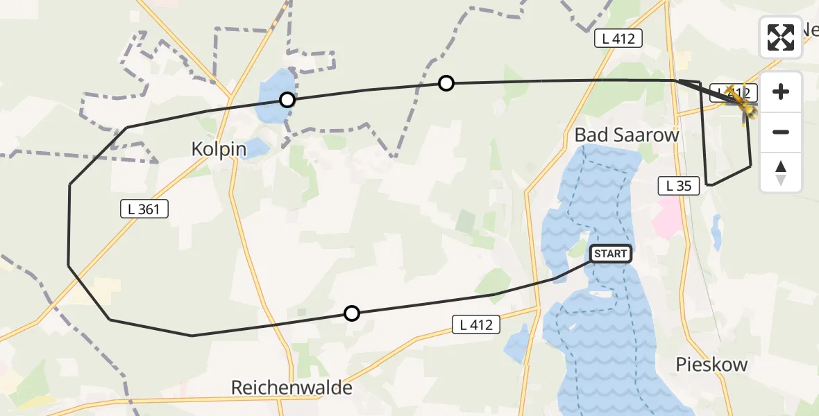 Flugroute Rettungshubschrauber Bad Saarow - Bad Saarow, 19 Juni 2026, 06:37