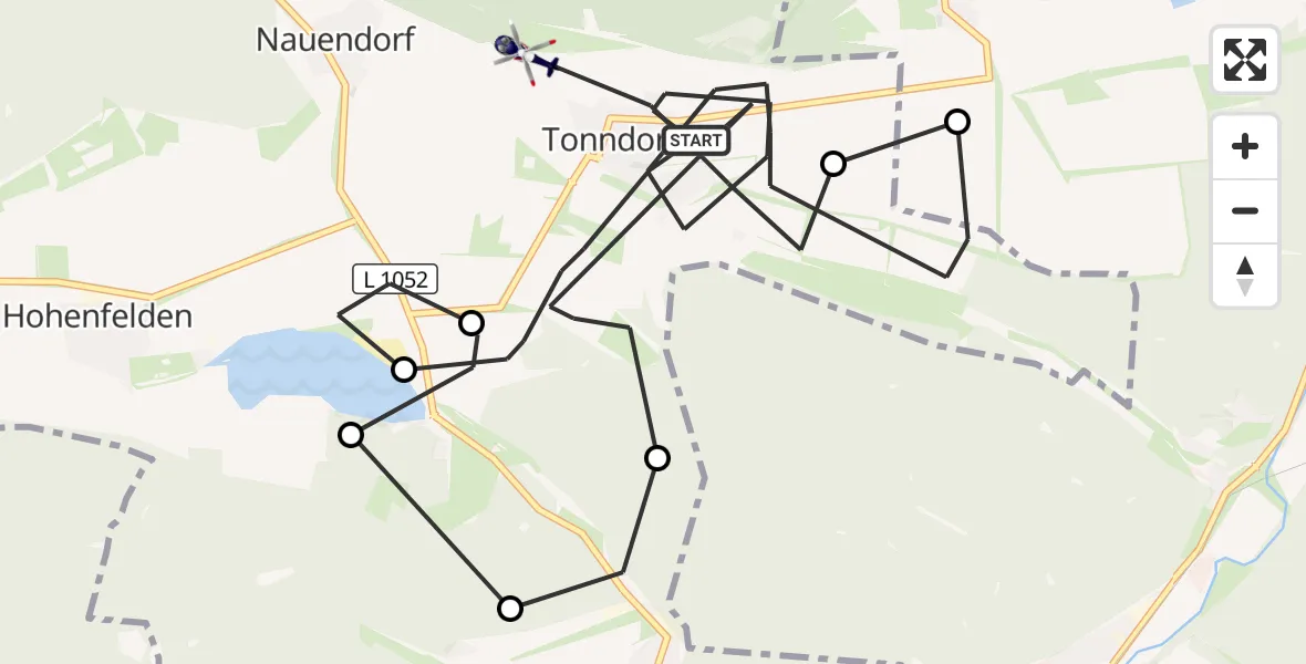 Flugroute Polizeihubschrauber Tonndorf - Tonndorf, 19 Juni 2026, 07:16