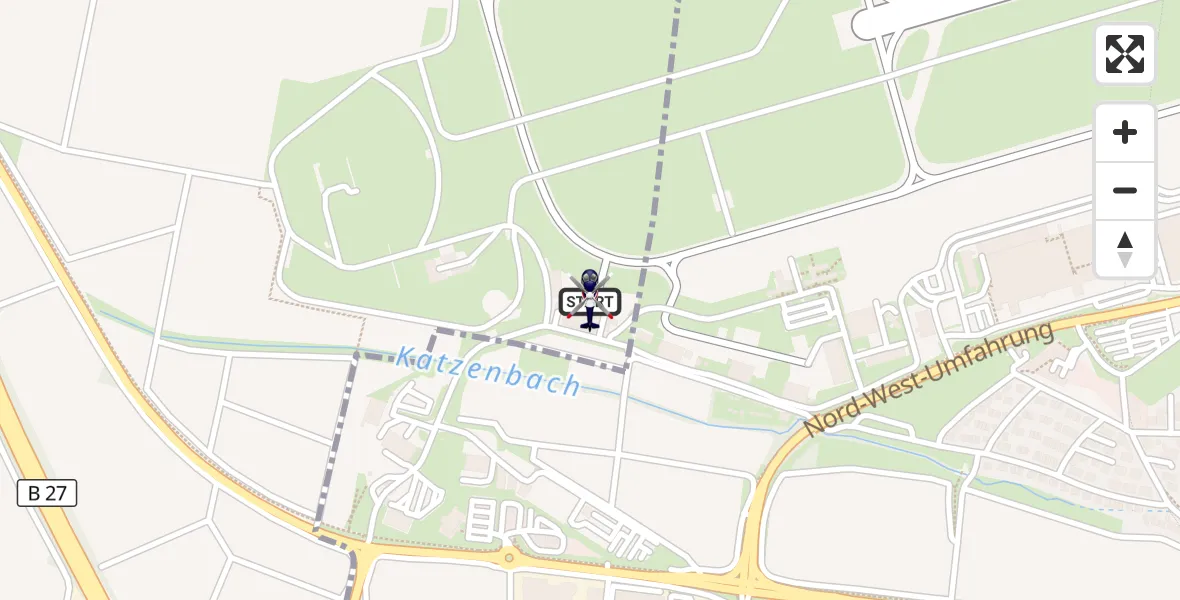 Flugroute Polizeihubschrauber Flughafen Stuttgart - Flughafen Stuttgart, 19 Juni 2026, 07:33