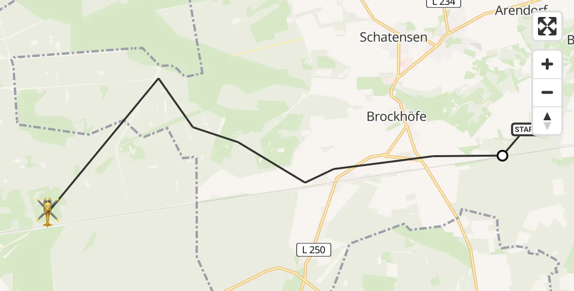 Flugroute Rettungshubschrauber Hanstedt - Munster, 19 Juni 2026, 09:16