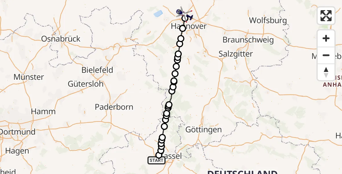 Flugroute Polizeihubschrauber Schauenburg - Flughafen Hannover, 19 Juni 2026, 09:21
