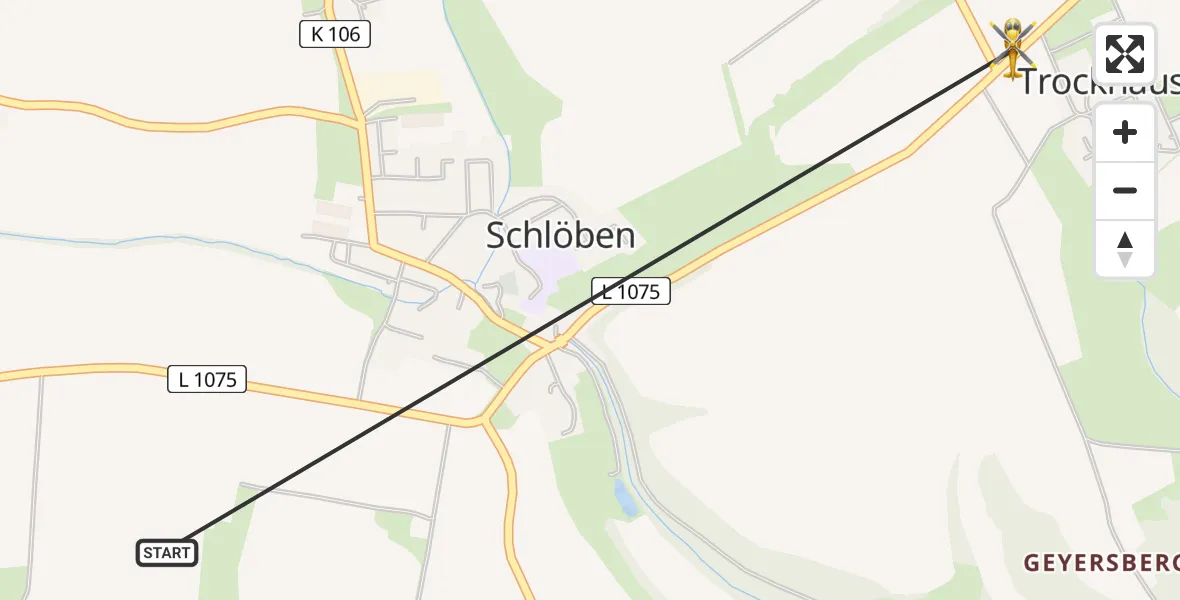 Flugroute Rettungshubschrauber Schlöben - Schlöben, 19 Juni 2026, 09:23