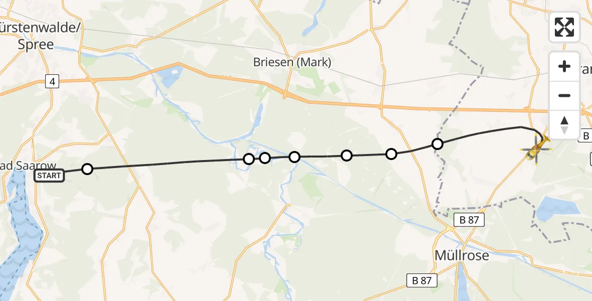 Flugroute Rettungshubschrauber Bad Saarow - Frankfurt (Oder), 19 Juni 2026, 09:43