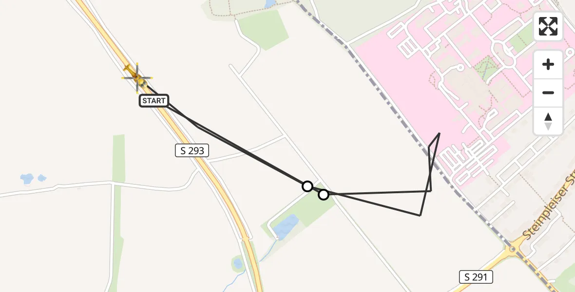 Flugroute Rettungshubschrauber Werdau - Werdau, 19 Juni 2026, 09:52