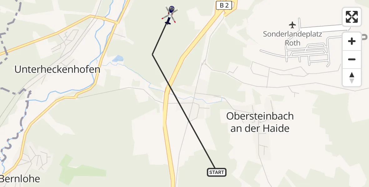 Flugroute Polizeihubschrauber Roth - Roth, 19 Juni 2026, 10:03