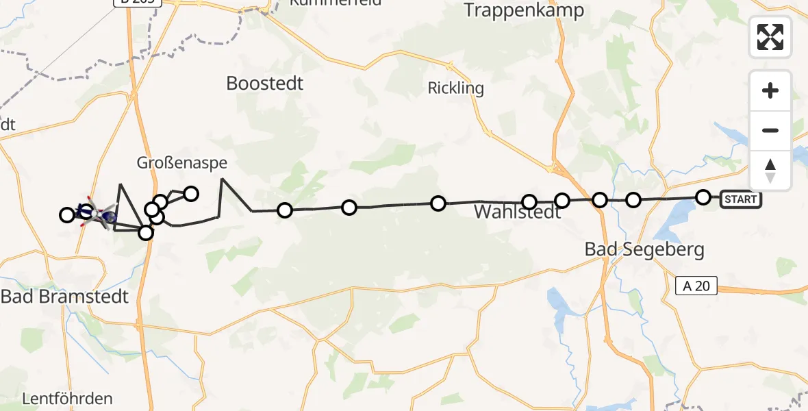 Flugroute Polizeihubschrauber Rohlstorf - Wiemersdorf, 19 Juni 2026, 10:58