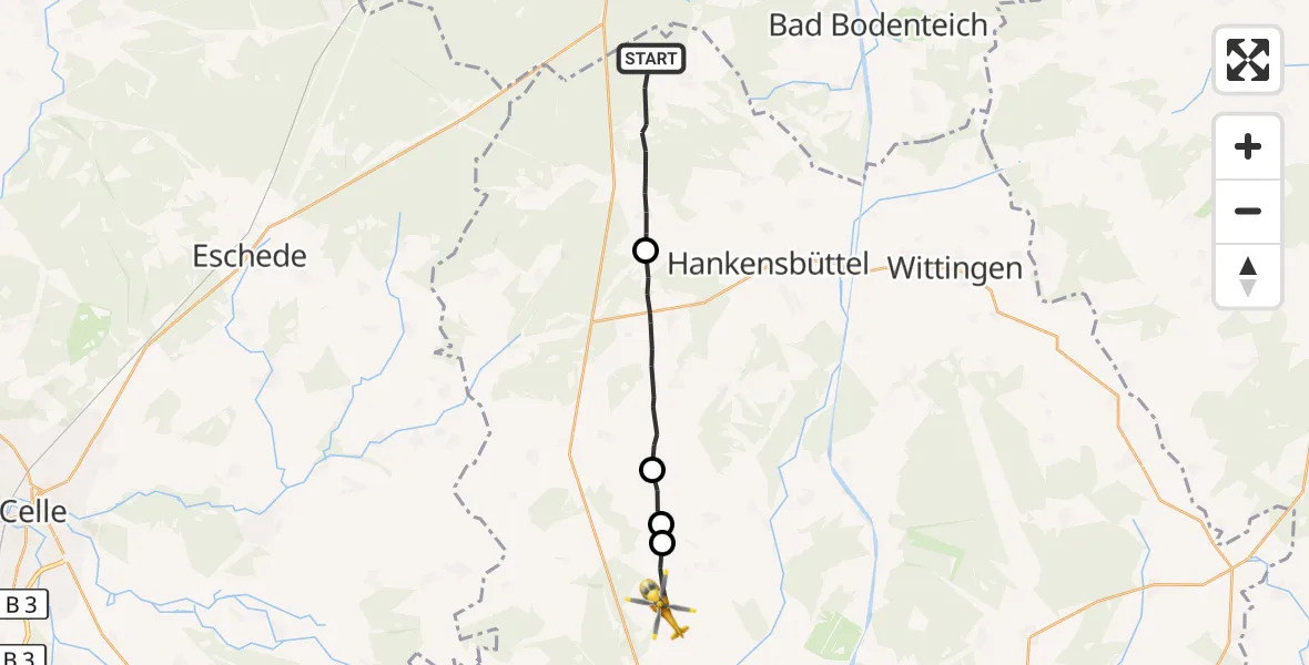 Flugroute Rettungshubschrauber Sprakensehl - Wesendorf, 19 Juni 2026, 12:10