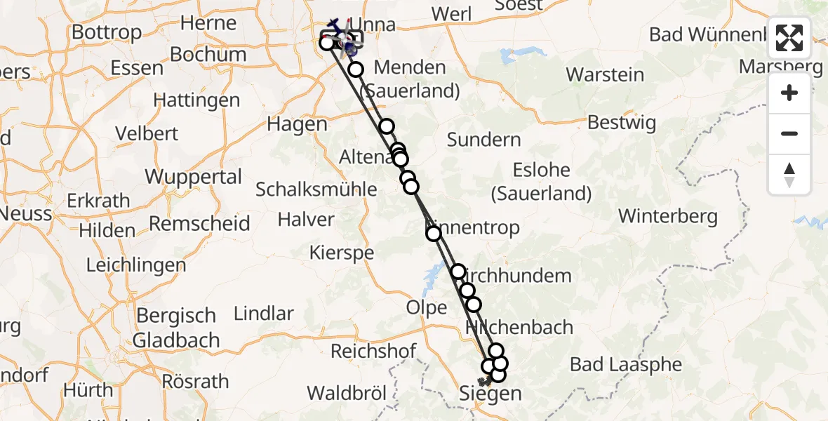 Flugroute Polizeihubschrauber Dortmund Flughafen - Dortmund Flughafen, 19 Juni 2026, 13:18