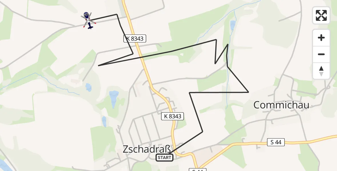 Flugroute Polizeihubschrauber Colditz - Colditz, 19 Juni 2026, 14:12