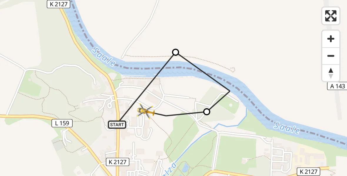 Flugroute Rettungshubschrauber Salzatal - Salzatal, 19 Juni 2026, 14:26