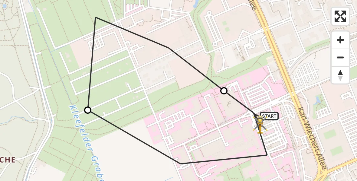 Flugroute Rettungshubschrauber Hannover Luftrettung Hubschrauberlandeplatz (Christoph 4) - Hannover Luftrettung Hubschrauberlandeplatz (Christoph 4), 19 Juni 2026, 14:31