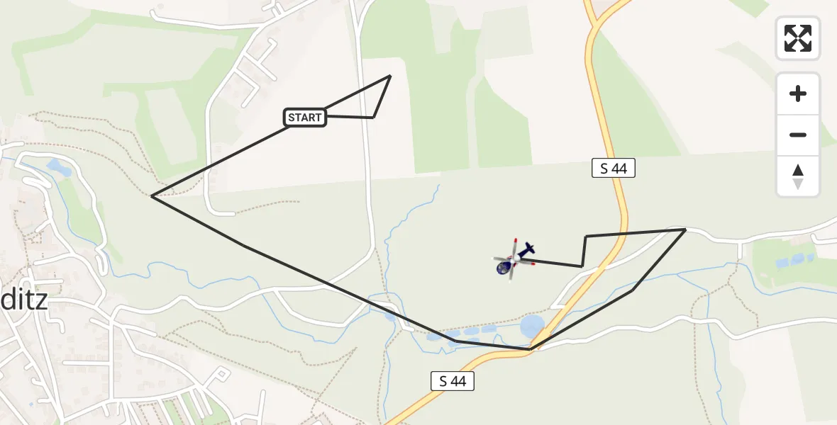 Flugroute Polizeihubschrauber Colditz - Colditz, 19 Juni 2026, 14:33
