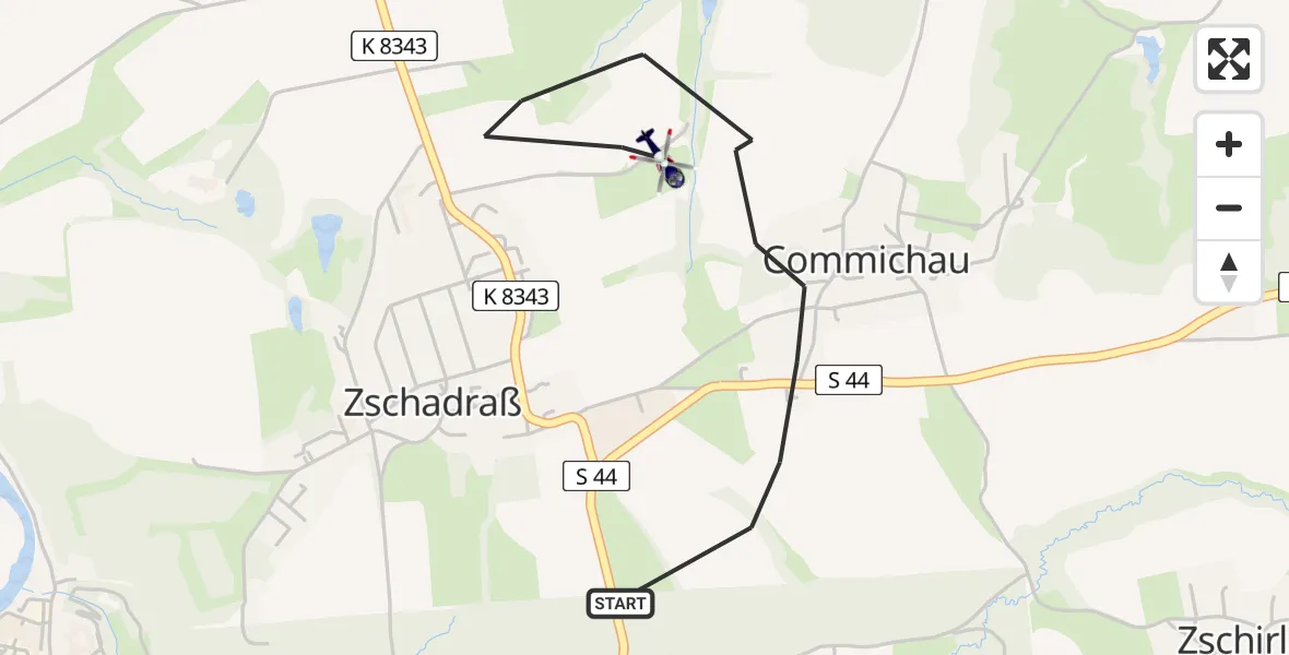 Flugroute Polizeihubschrauber Colditz - Colditz, 19 Juni 2026, 14:37