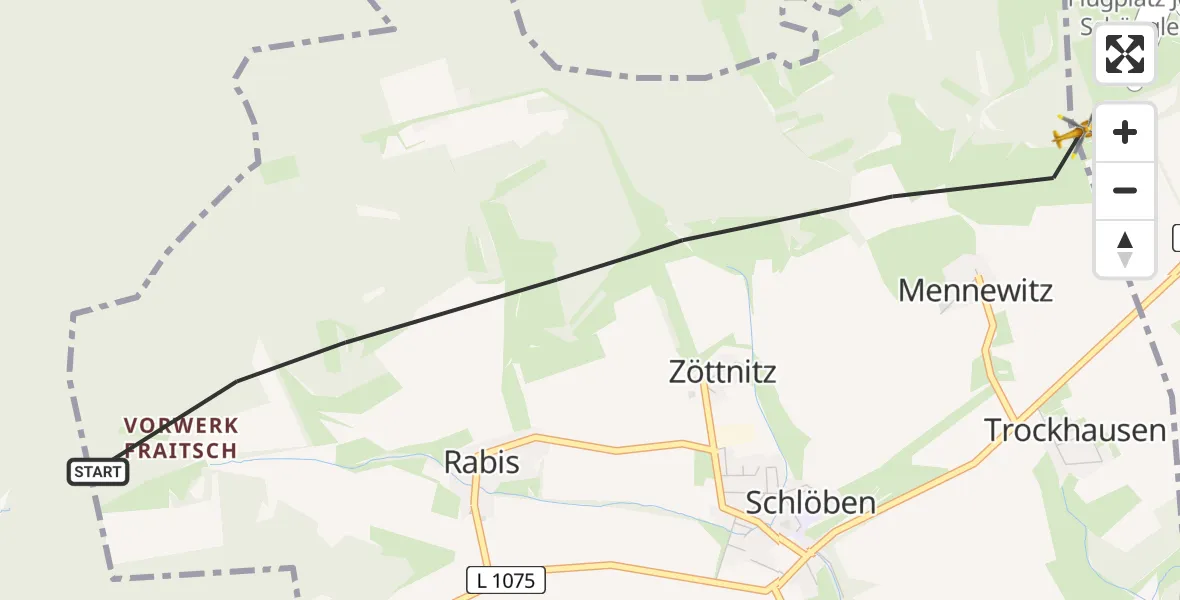 Flugroute Rettungshubschrauber Schlöben - Schlöben, 19 Juni 2026, 15:49