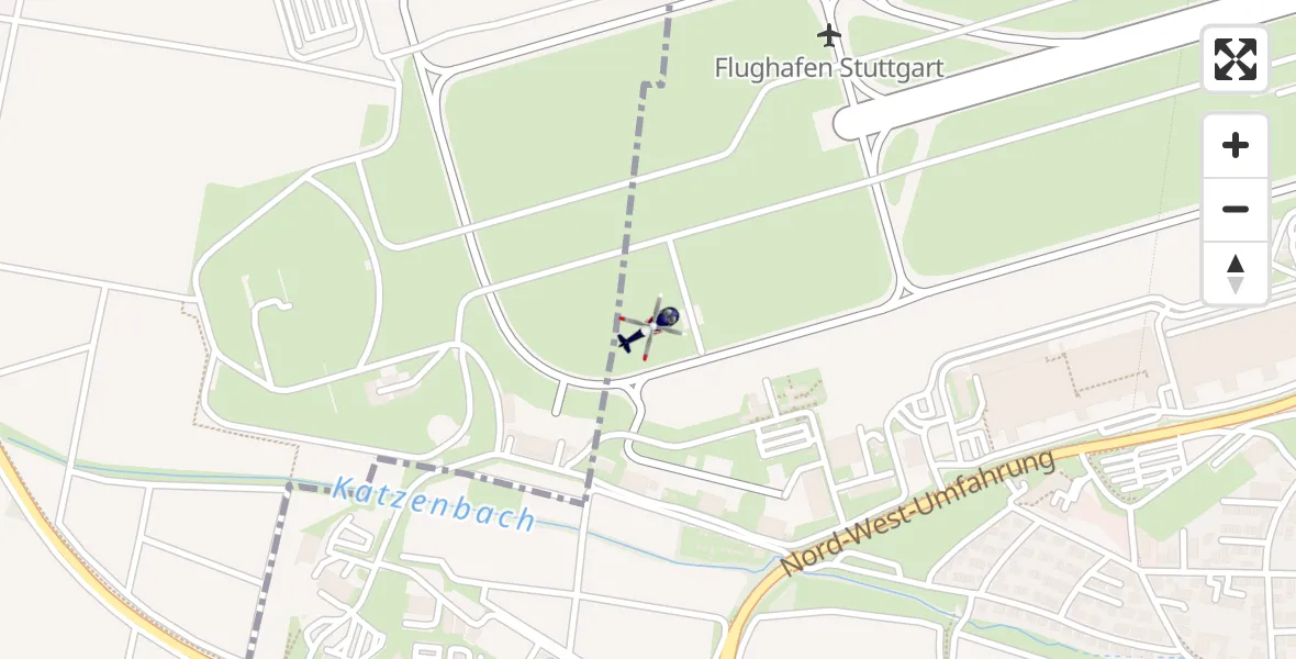 Flugroute Polizeihubschrauber Flughafen Stuttgart - Flughafen Stuttgart, 19 Juni 2026, 16:06