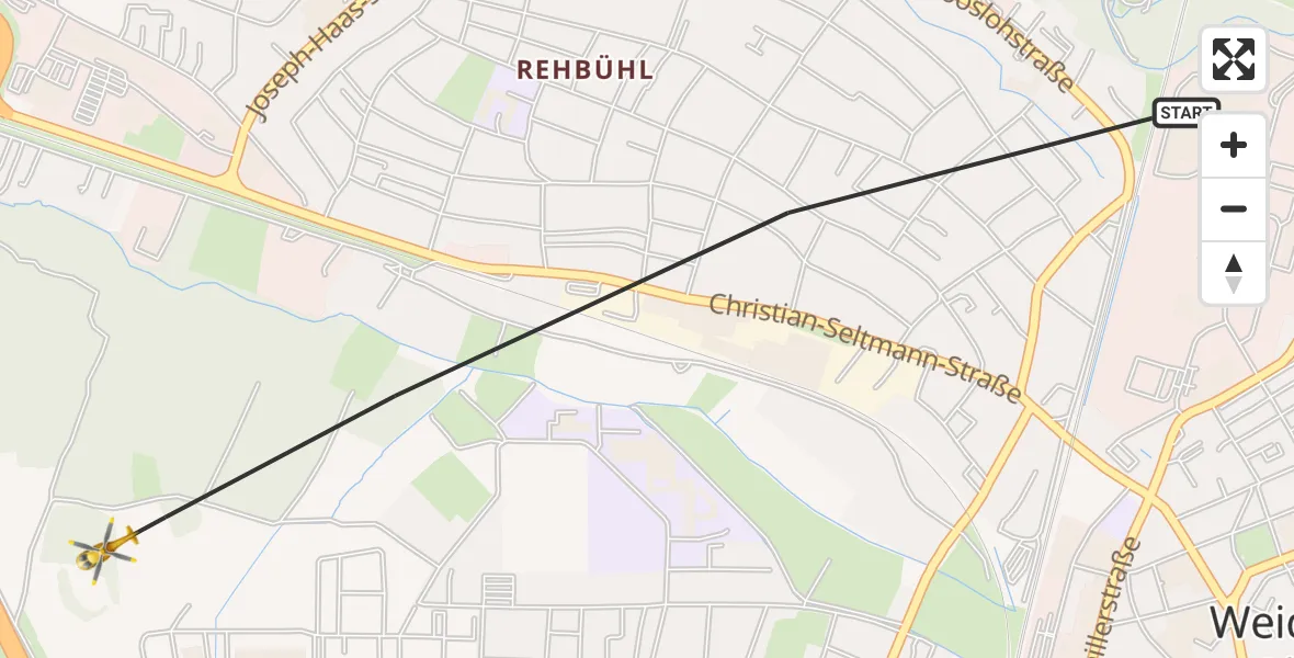 Flugroute Rettungshubschrauber Weiden i.d.OPf. - Weiden i.d.OPf., 19 Juni 2026, 16:50