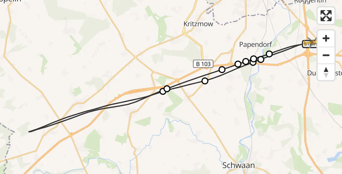 Flugroute Ambulanzhubschrauber Dummerstorf - Dummerstorf, 19 Juni 2026, 16:53