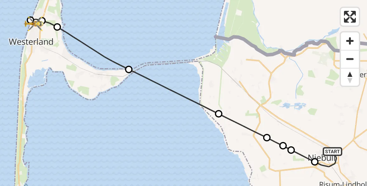 Flugroute Rettungshubschrauber Niebüll - Sylt, 19 Juni 2026, 18:03