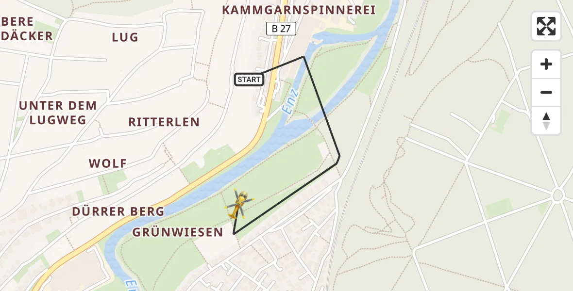 Flugroute Ambulanzhubschrauber Bietigheim-Bissingen - Bietigheim-Bissingen, 19 Juni 2026, 18:07