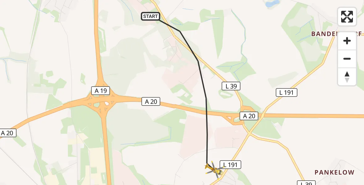 Flugroute Ambulanzhubschrauber Dummerstorf - Dummerstorf, 19 Juni 2026, 18:57