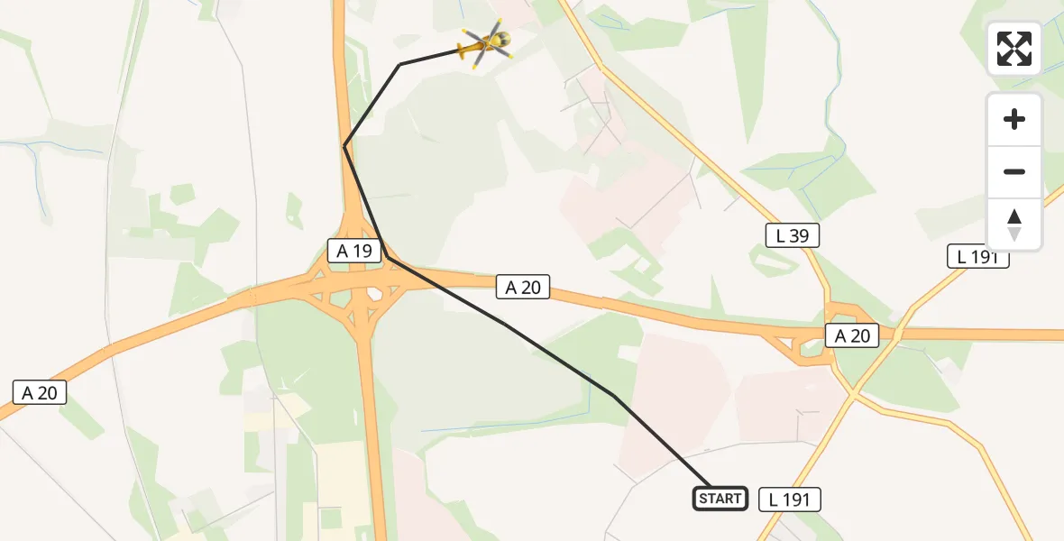 Flugroute Ambulanzhubschrauber Dummerstorf - Dummerstorf, 19 Juni 2026, 19:32