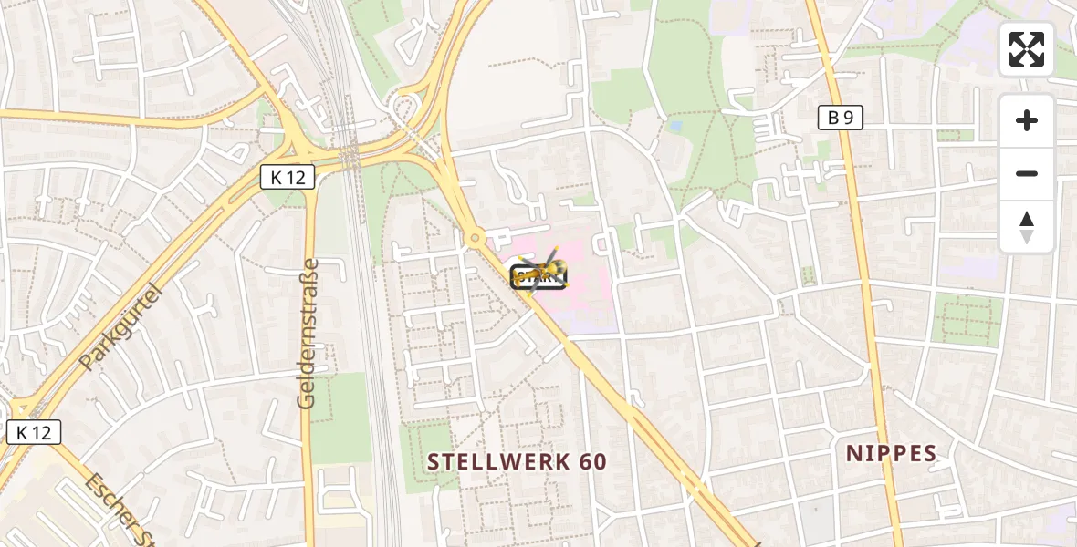 Flugroute Rettungshubschrauber Sankt Vinzenz Hospital - Sankt Vinzenz Hospital, 19 Juni 2026, 19:46